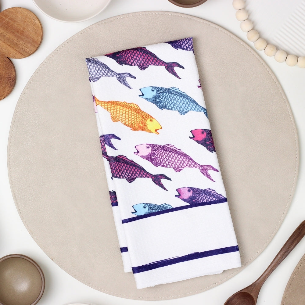 Against The Flow Fish Dish Towel - 16''x24''
