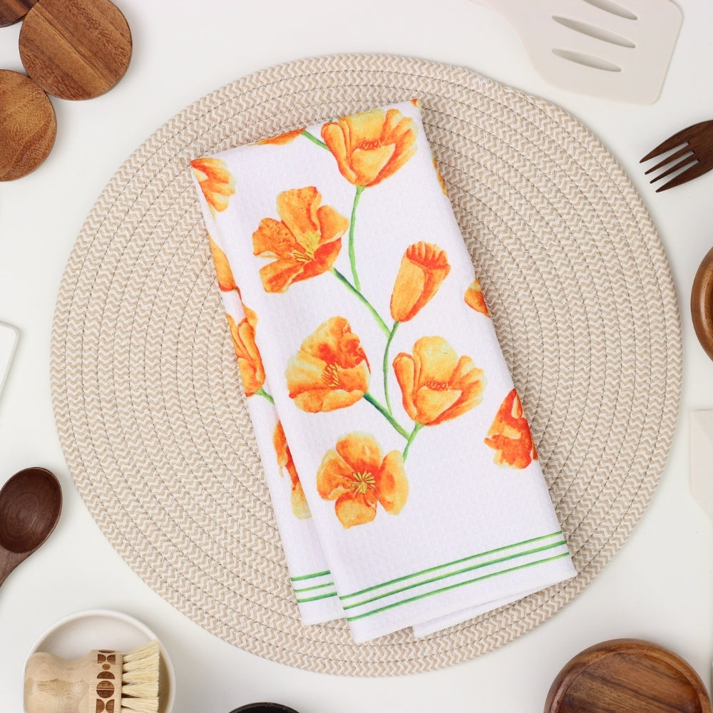 Poppy Flower Dish Towel - 16''x24''