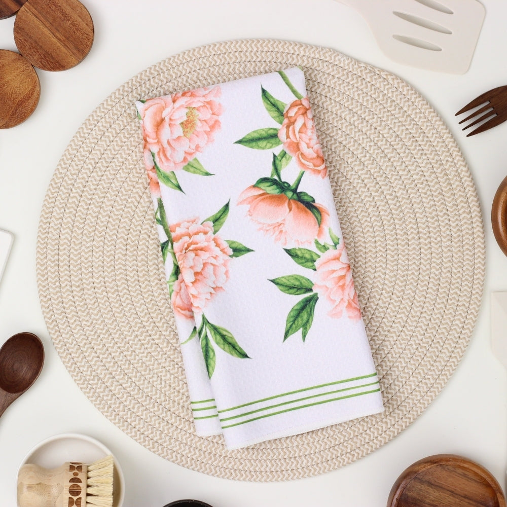 Peony Flower Dish Towel - 16''x24''