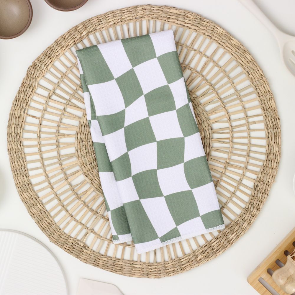 Green Checkers Dish Towel - 16''x24''