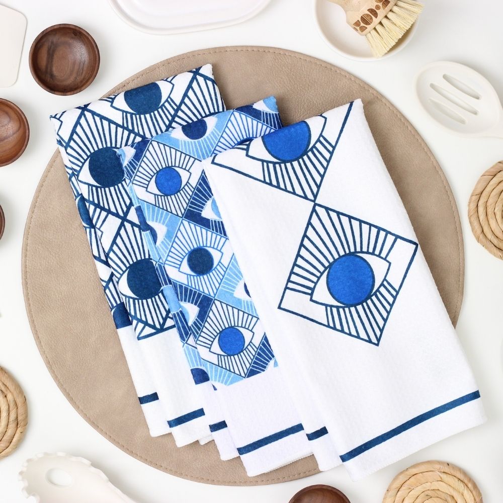 Render Goods Blue Eye Dish Towel Trio - 3pk - 16''x24'' – Render Goods
