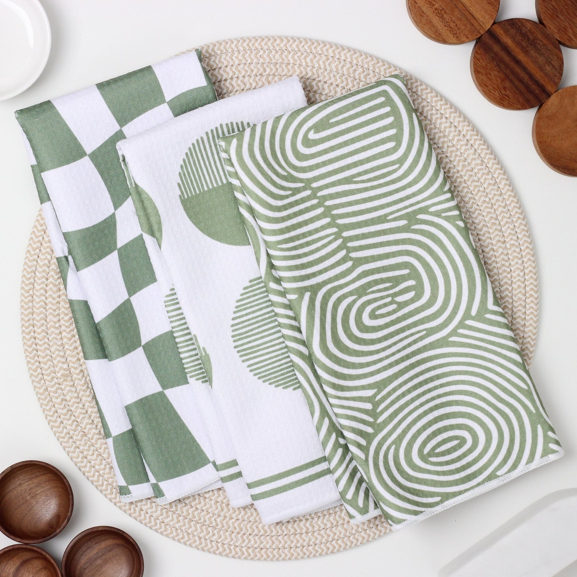 Sage Green Dish Towel Trio - 3pk - 16''x24''