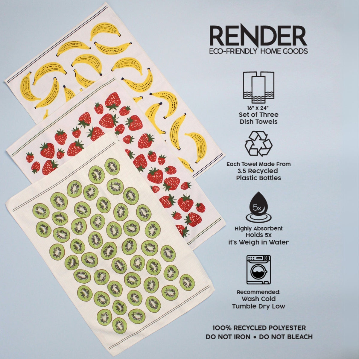 Render Goods Fruit Salad Dish Towel Trio - 3pk - 16''x24'' – Render Goods