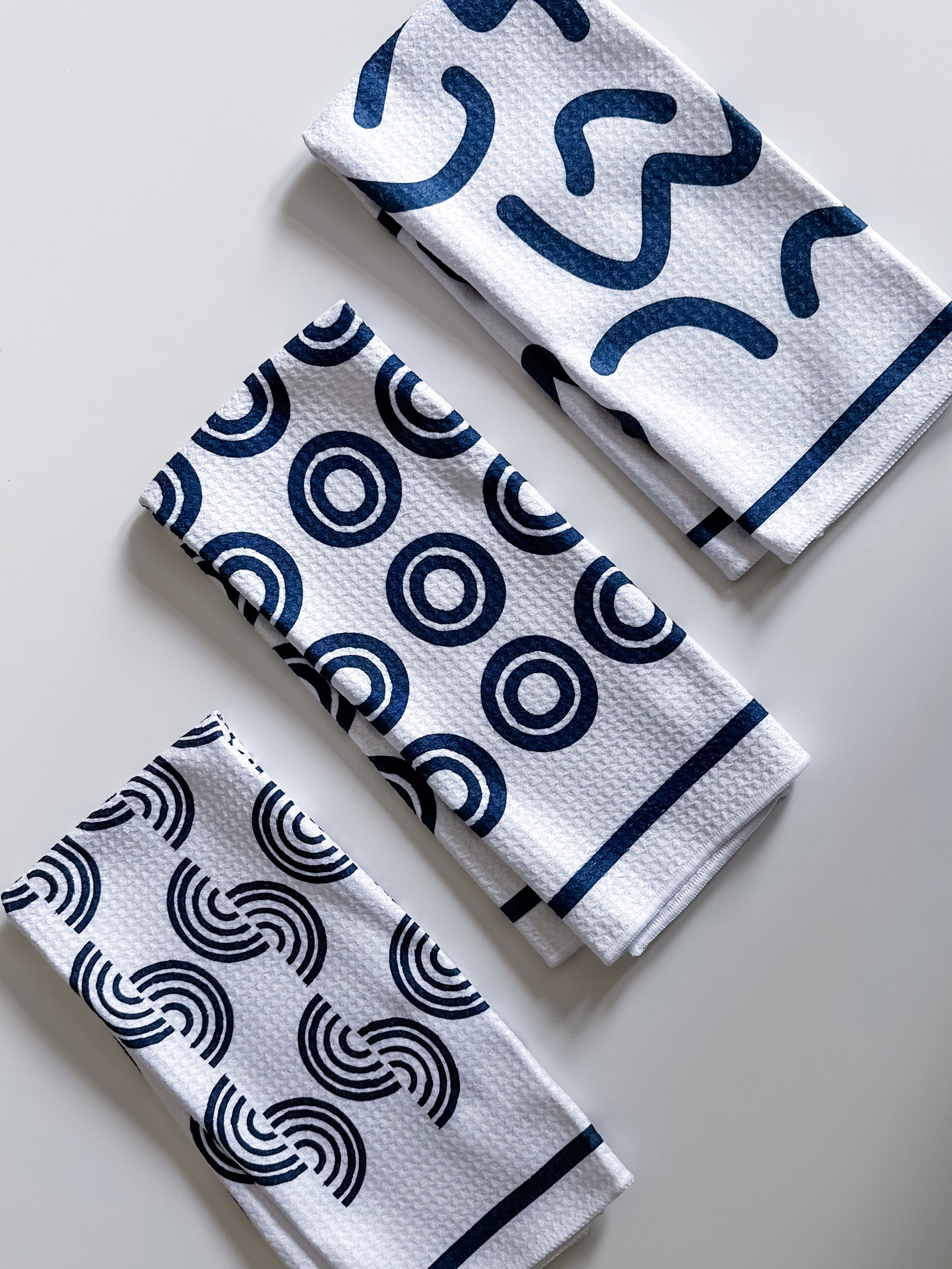 Blue Swirl Abstract Dish Towel Trio - 3pk - 16''x24''
