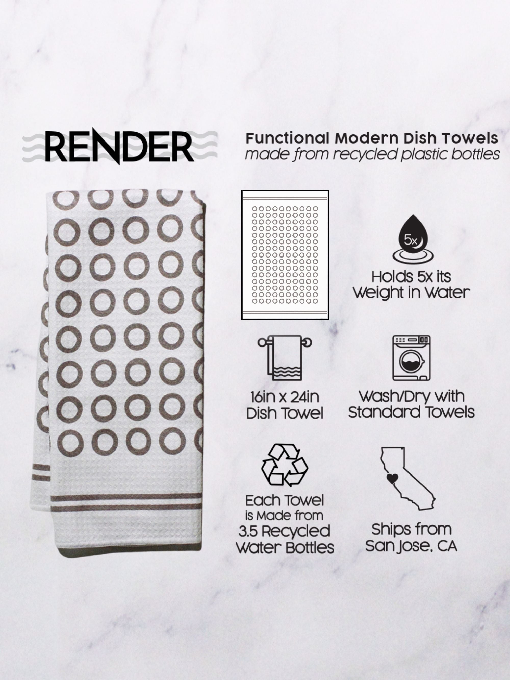 Grey Micro Circles Dish Towel – Made in California