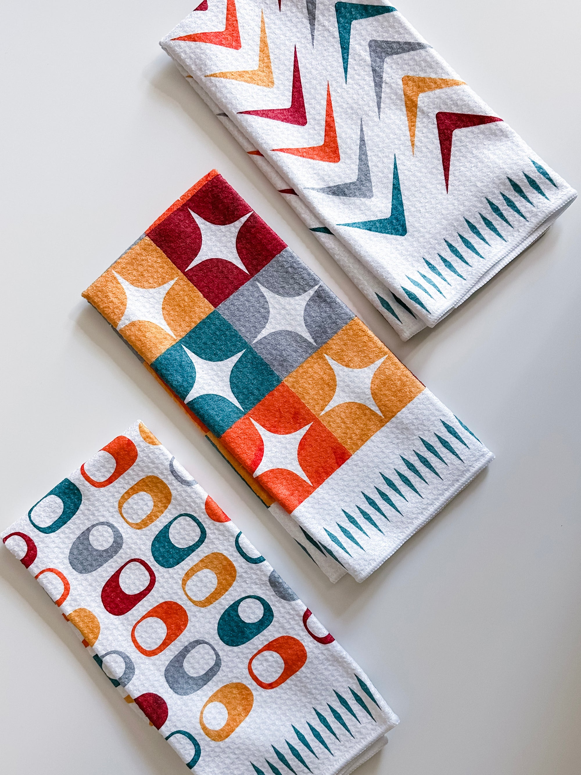 Mid-Century Atomic Dish Towel Trio - 3pk- 16''x24''